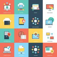 Internet Technology And Security Flat Icons Set vector