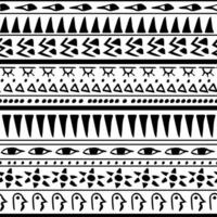 Aztec ethnic vector seamless pattern black-white color Egyptian hieroglyphs. Geometric repeat background