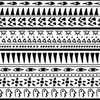 Aztec ethnic vector seamless pattern black-white color Egyptian hieroglyphs. Geometric repeat background