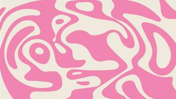 Simple trippy background with pink wavy lines pattern. Abstract groovy backdrop in retro 60-70s style. Cool funky ripple stripes design vector