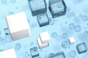 3d rendering, drop of water with light blue background photo
