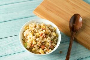 Chinese fried rice with blue background photo