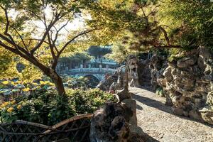 the autumn in the park of Suzhou Garden in China photo