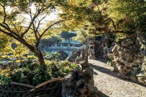 the autumn in the park of Suzhou Garden in China photo