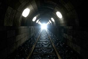 The rail in the cave, Perspective background photo