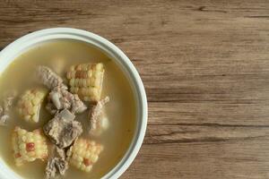 Corn and pork bone soup, delicious Chinese food. photo