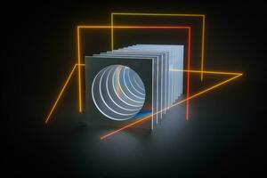 3d rendering, dust rock tunnel construction, mysterious background photo