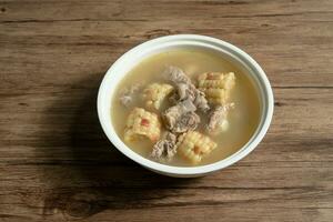 Corn and pork bone soup, delicious Chinese food. photo