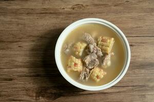 Corn and pork bone soup, delicious Chinese food. photo