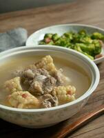 Corn and pork bone soup, delicious Chinese food. photo