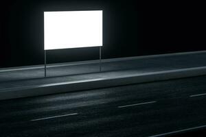3d rendering, advertising billboard on the side of road. photo
