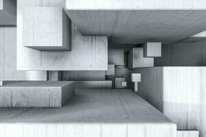 White empty concrete room, 3d rendering photo