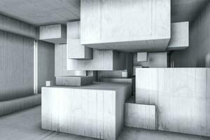 White empty concrete room, 3d rendering photo