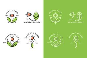 Natural Leaf and Sun Logo Concept vector