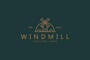 Windmill Premium Vector Logo Badge. Farm and Agricultural Sign Symbol. Best Design Template Logo.