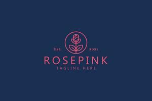 Rose Beautiful Love Symbol Logo. Luxury Illustration Brand Jewelry, Cosmetic, Boutique, Fashion. Trend Business Company Shop Woman. vector