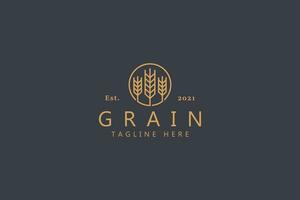 General Logo Universal Farm Field Wheat Or Grain on The Circle. Retro Badge Graphic Identity Template Design. vector