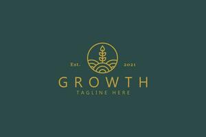 Growth Premium Vector Wheat Logo. Nature Plant Product Symbol For Company.