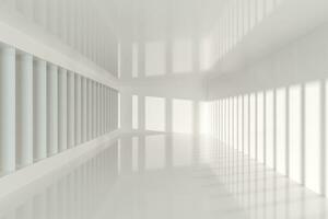 White empty room with sunshine from the side, 3d rendering photo