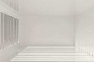 blanco vacío habitación con Brillo Solar desde el lado, 3d representación foto