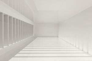 White empty room with sunshine from the side, 3d rendering photo