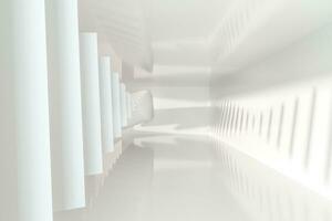 White empty room with sunshine from the side, 3d rendering photo