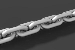 Chain with blank background, concept of digital security, 3d rendering. photo