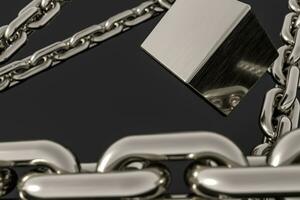 Chain with blank background, concept of digital security, 3d rendering. photo