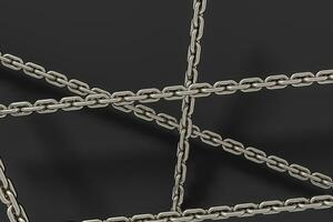 Chain with blank background, concept of digital security, 3d rendering. photo