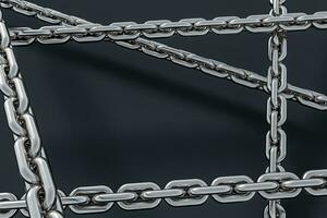 Chain with blank background, concept of digital security, 3d rendering. photo