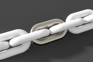 Chain with blank background, concept of digital security, 3d rendering. photo