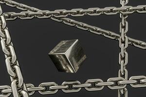 Chain with blank background, concept of digital security, 3d rendering. photo