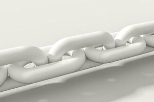 Chain with blank background, concept of digital security, 3d rendering. photo