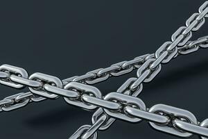 Chain with blank background, concept of digital security, 3d rendering. photo