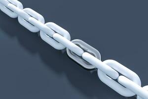 Chain with blank background, concept of digital security, 3d rendering. photo