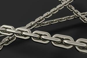 Chain with blank background, concept of digital security, 3d rendering. photo