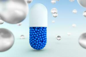 capsules with spheres, 3d rendering photo