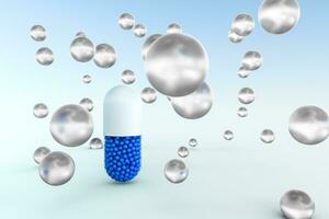 capsules with spheres, 3d rendering photo