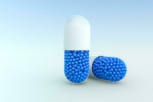 capsules with spheres, 3d rendering photo