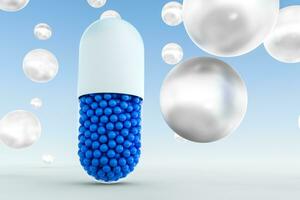 capsules with spheres, 3d rendering photo