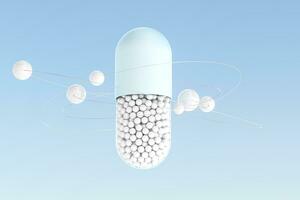 capsules with spheres, 3d rendering photo