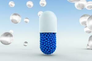 capsules with spheres, 3d rendering photo