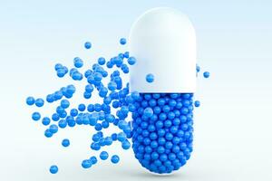 capsules with spheres, 3d rendering photo