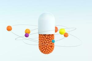 capsules with spheres, 3d rendering photo