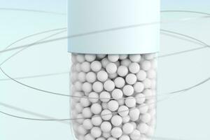 capsules with spheres, 3d rendering photo