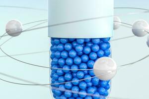 capsules with spheres, 3d rendering photo