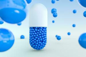 capsules with spheres, 3d rendering photo