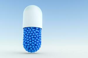 capsules with spheres, 3d rendering photo