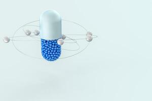 capsules with spheres, 3d rendering photo