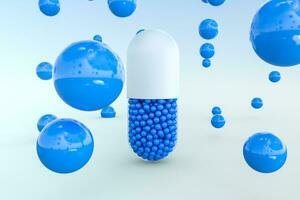 capsules with spheres, 3d rendering photo